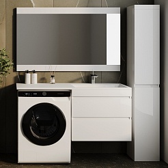 Style Line Мебель для ванной подвесная Даллас 130 Люкс R, белая PLUS	 – фотография-2